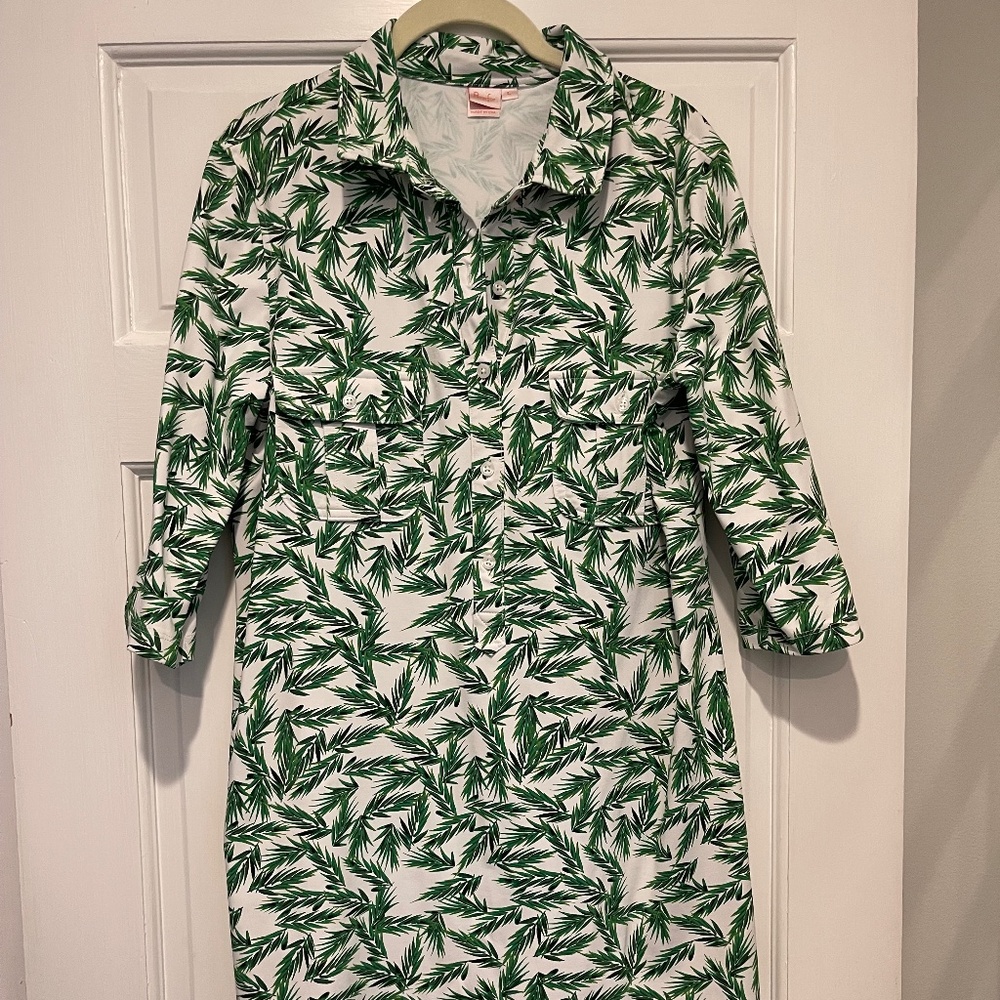 Persifor Green Leaf Comfortable Shirt Dress